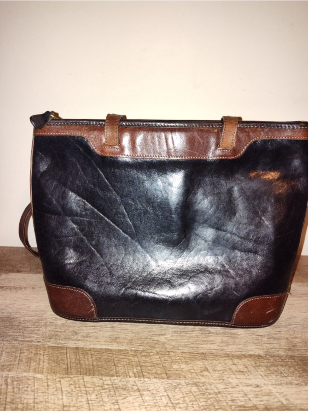 Brahmin Black and cognac brown leather bag - Picture 3 of 12